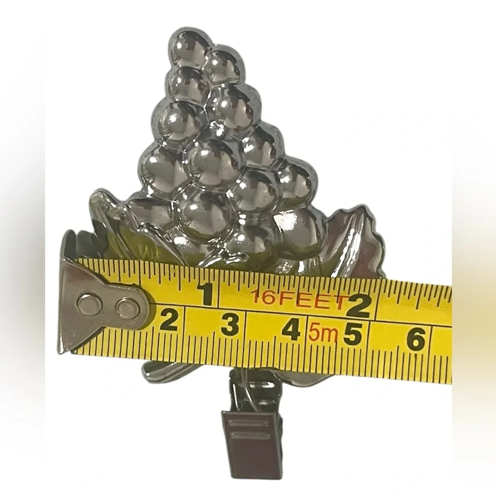 Metal Tablecloth Weights Grapes Fruit Solid Heavy Silver Color Set of 4